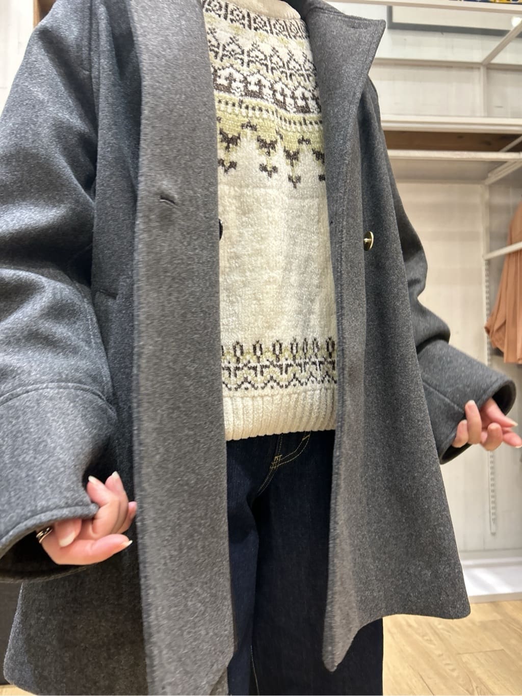 ga_riさんの「THE SHOP TK｜クラシカルな装い ウールライクスタンドカラーコート」を使ったコーディネート