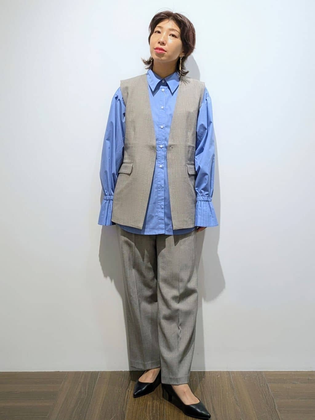 4410さんの「THE SHOP TK｜ビジネスセミワイドパンツ【セットアップ可/洗濯機OK】/CAVIANシリーズ」を使ったコーディネート