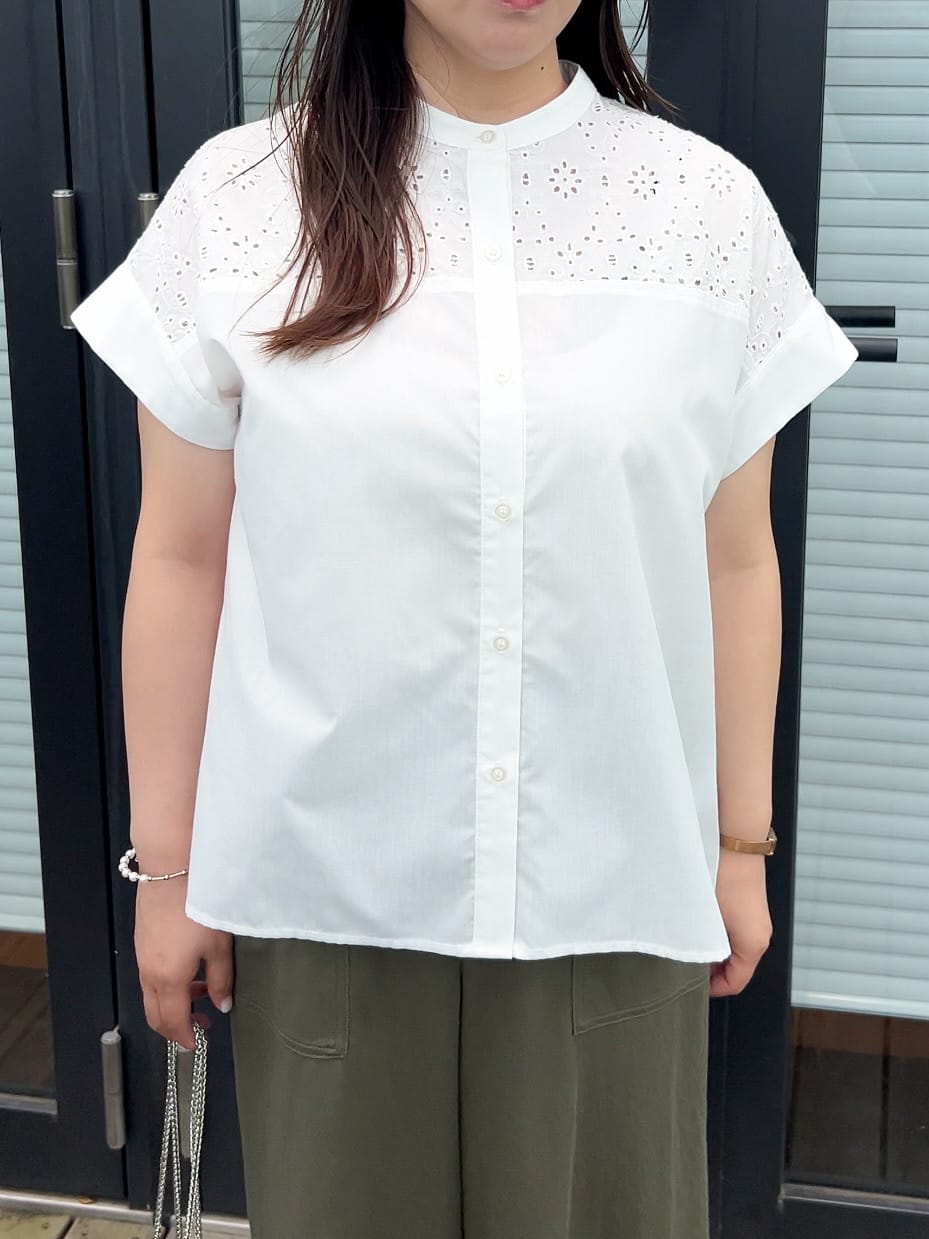 ちびゆきさんの「grove｜涼やかさと上品さを兼ね備えた　レースシャツブラウス」を使ったコーディネート