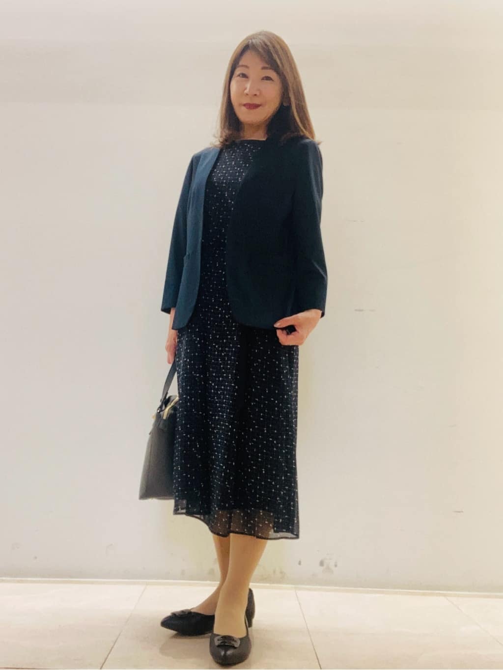 kurodaさんの「Reflect｜【WEB先行カラーあり／マシンウォッシュ可／ナローベルト付き】オフボディツイードチェックワンピース」を使ったコーディネート