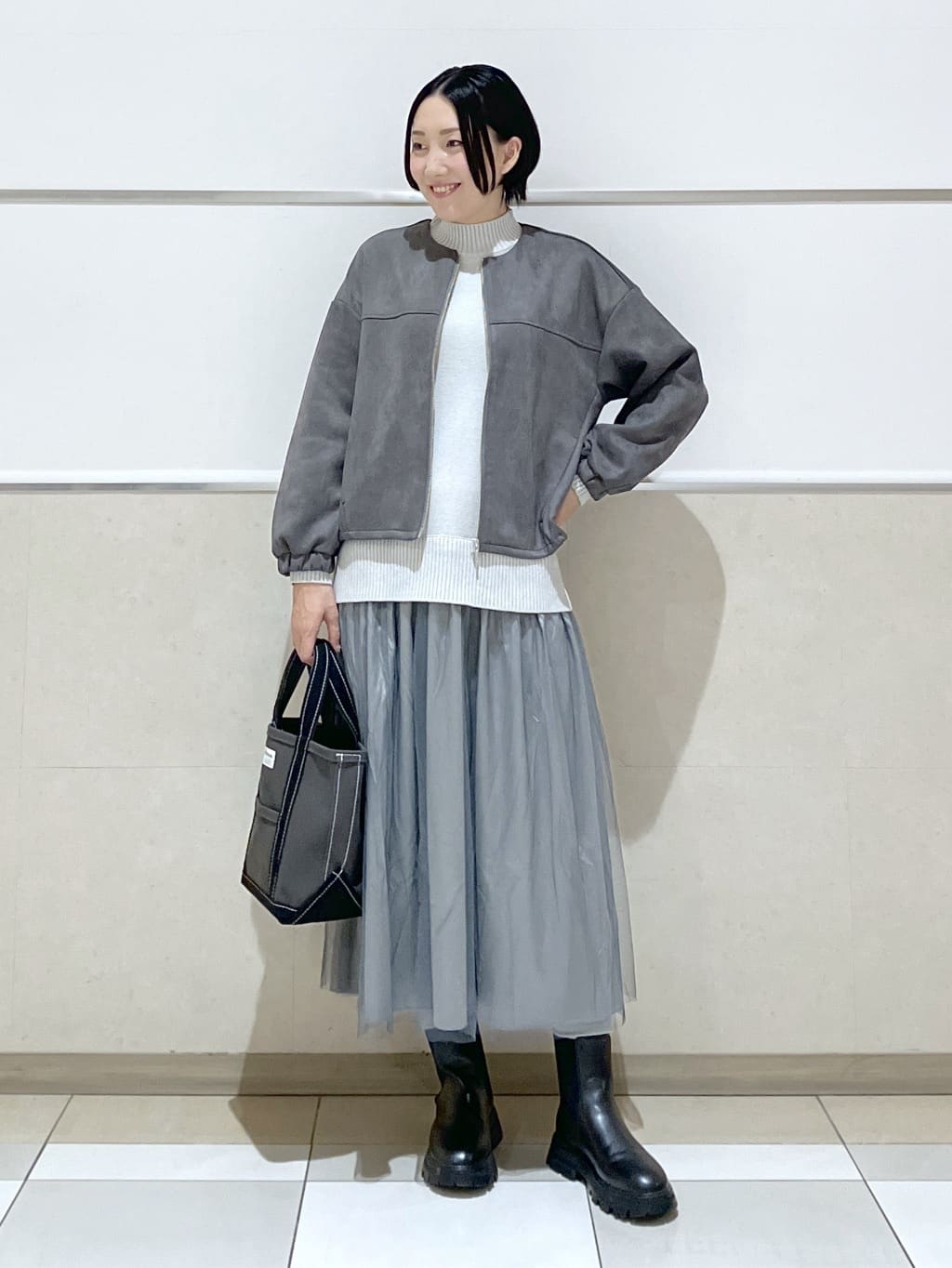 eriko さんの「Dessin｜【セットアップ可・洗える】マシュマロスウェードジップブルゾン」を使ったコーディネート