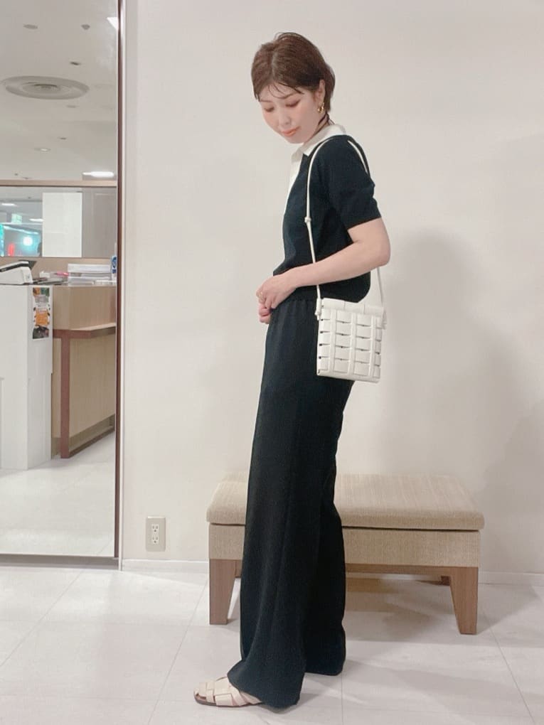 IWAMOさんの「UNTITLED｜【トレンド/きれいめ】5分袖ポロニット」を使ったコーディネート