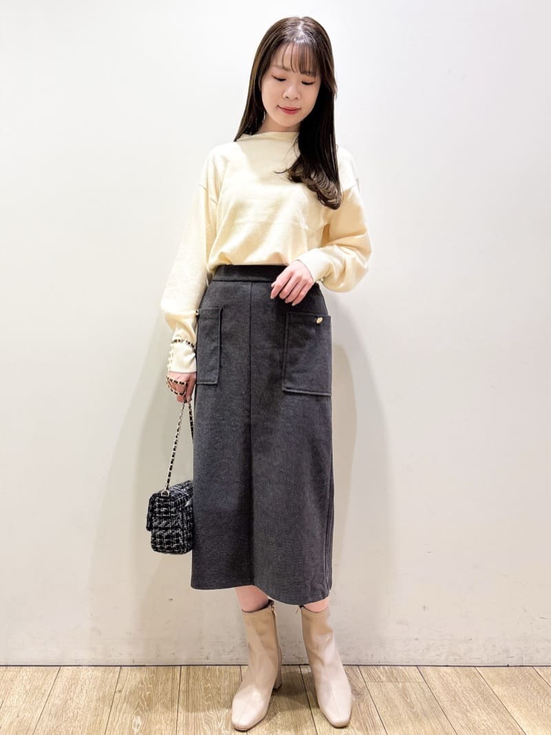 ayaさんの「index｜ふんわりボトルネックパフスリーブニット【洗濯機OK】」を使ったコーディネート