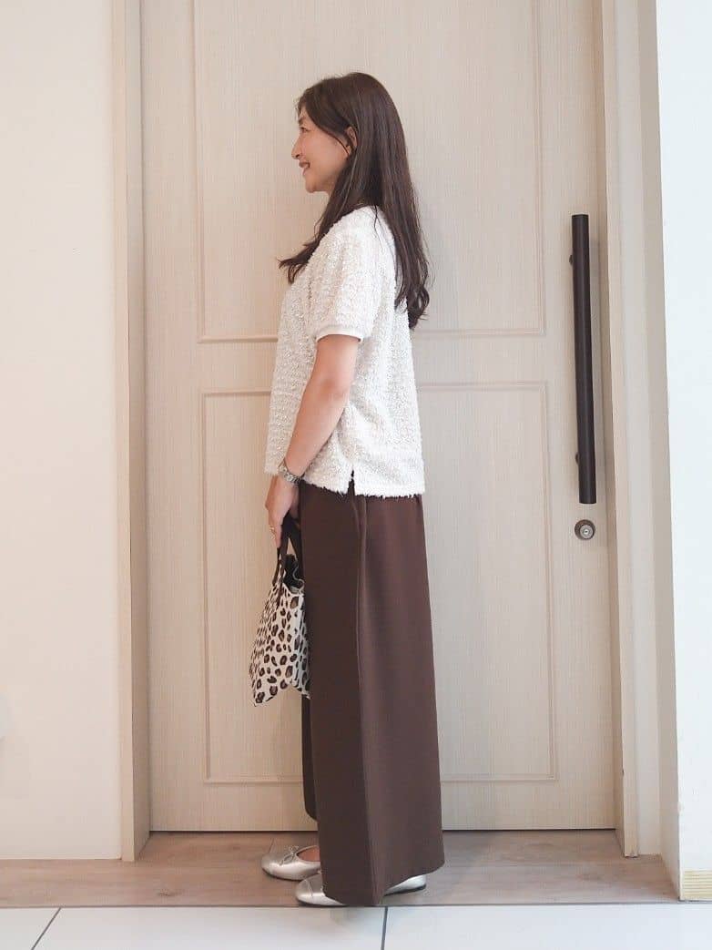 mi-saさんの「SHOO･LA･RUE｜【S-LL】大人も着やすい愛らしさ リボンヤーン半袖トップス」を使ったコーディネート