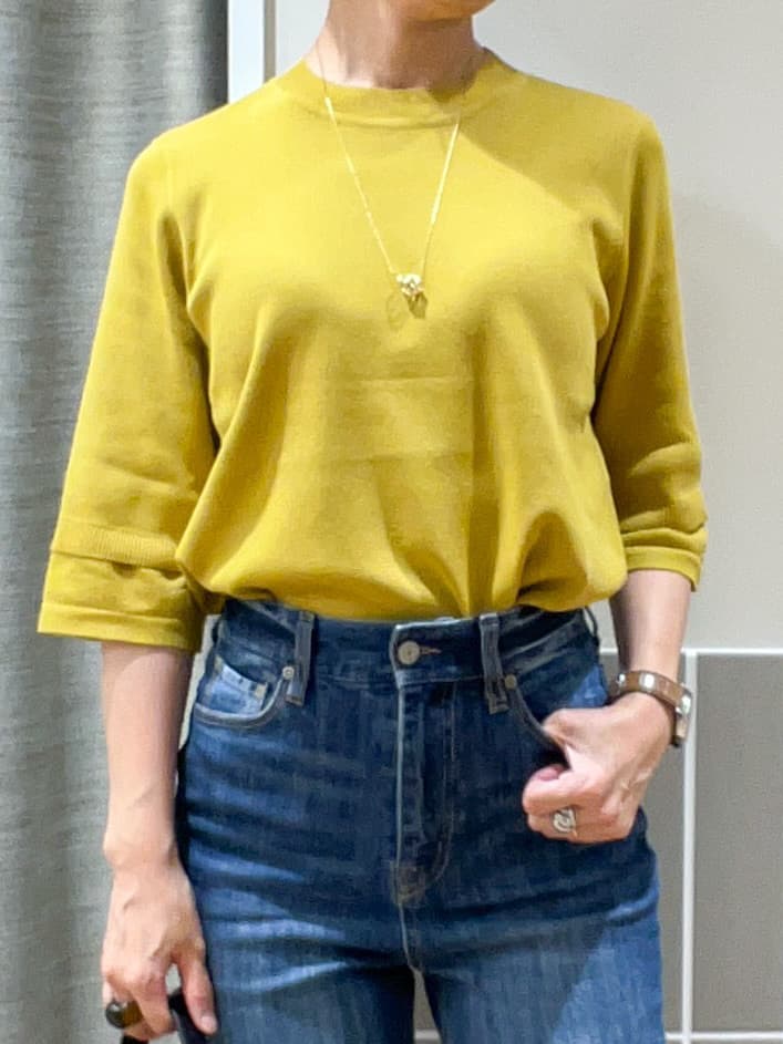 ヨッコさんの「grove｜【ひんやり多機能】やわらかドライタッチ 袖口シアードッキングプルオーバー」を使ったコーディネート