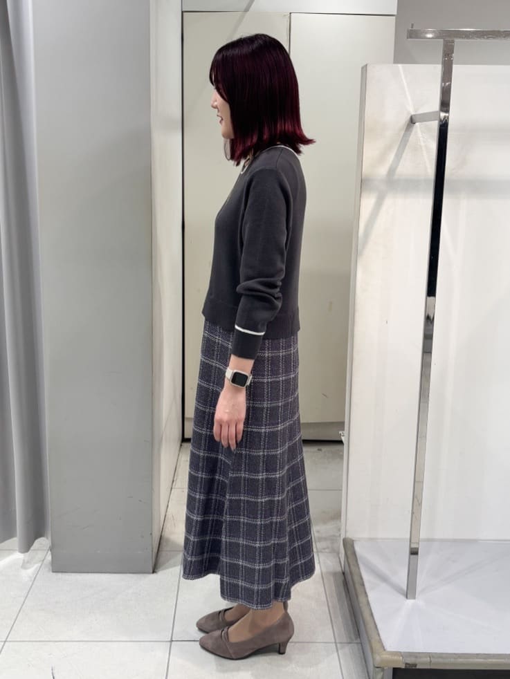 yuiさんの「Reflect｜【コートインでもすっきり◎】チェック柄ニットドッキングワンピース」を使ったコーディネート