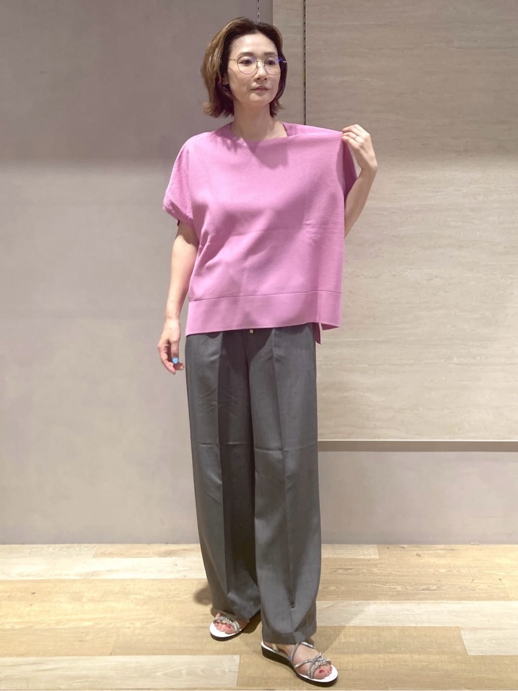 たけねぇさんの「OPAQUE.CLIP｜《5色展開／S-LLサイズ》リラクシーメッシュニット【洗濯機洗い可】」を使ったコーディネート