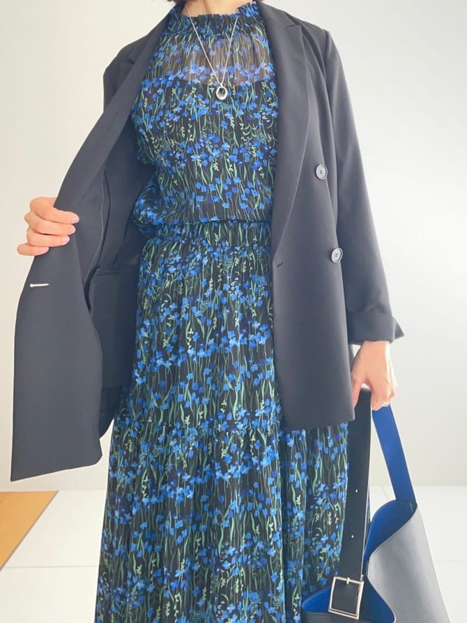 murayamaさんの「INDIVI｜【軽く羽織れる！】ダブルジャケット」を使ったコーディネート