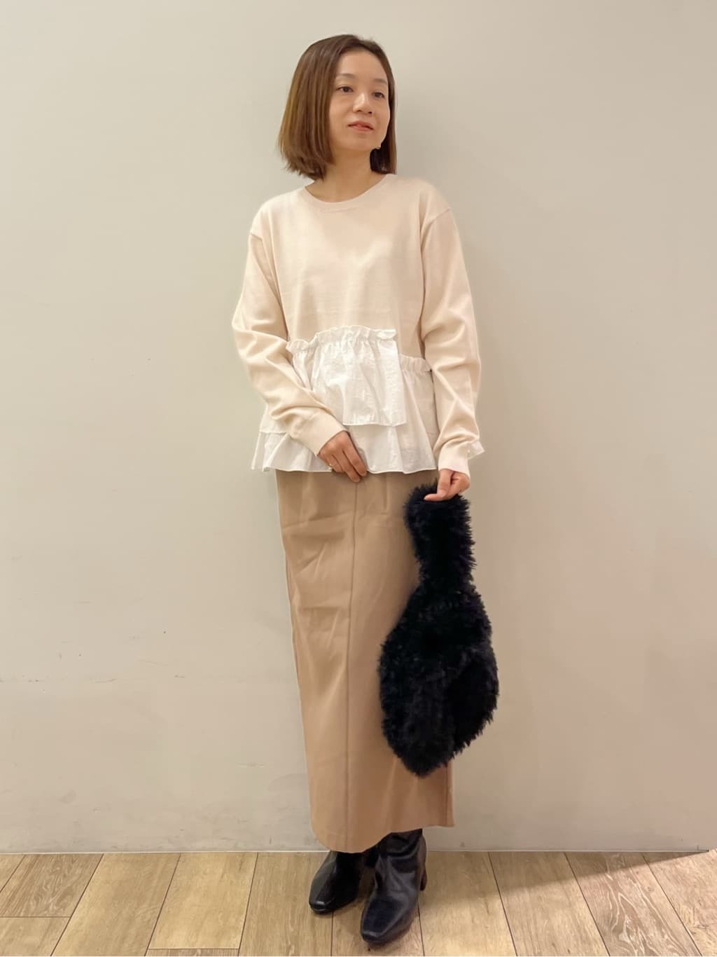 kcさんの「OPAQUE.CLIP｜フリルドッキングニット【洗濯機OK】」を使ったコーディネート