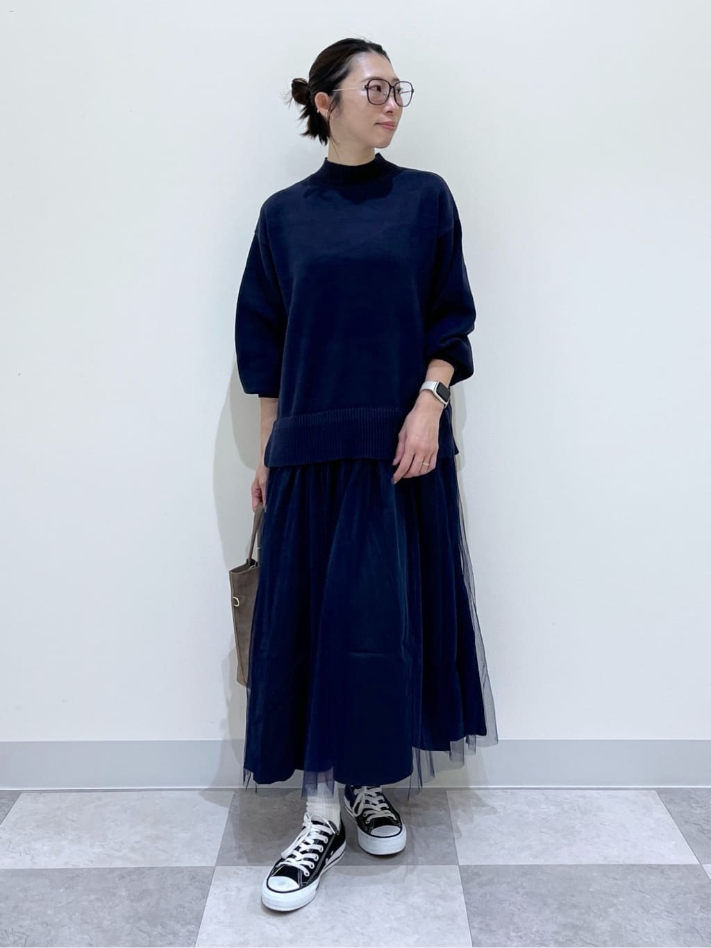 canaさんの「Dessin｜【洗える】ニットチュールドッキングワンピース」を使ったコーディネート
