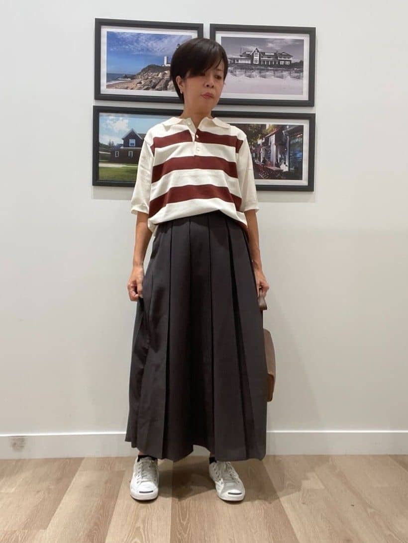 Naoさんの「Dessin｜【ユニセックス/洗える】ボーダーニットポロシャツ」を使ったコーディネート