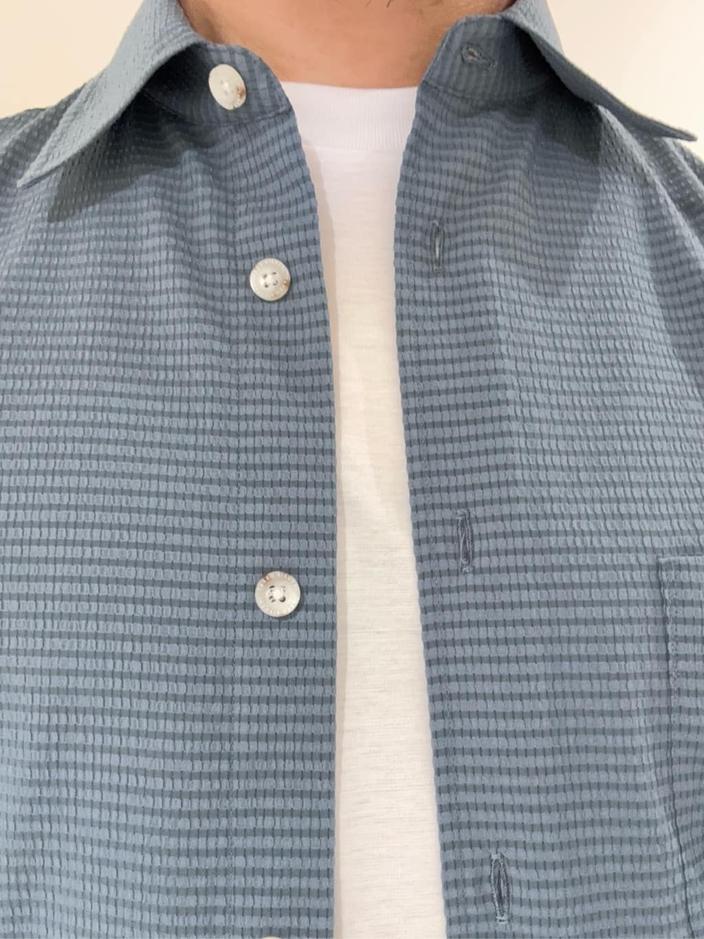 及川さんの「TAKEO KIKUCHI｜【COOL CITY WEAR】DotAir（R）サッカー シャツ」を使ったコーディネート