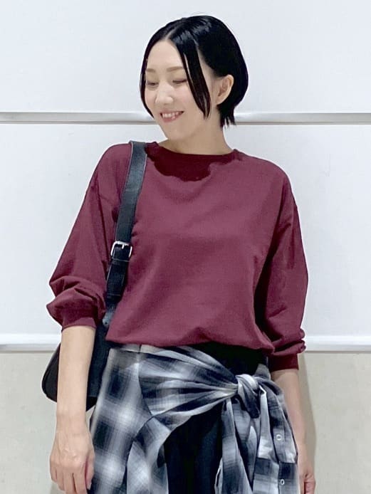 eriko さんの「Dessin｜【360度可愛い・洗える】バックヘンリーカットソー」を使ったコーディネート