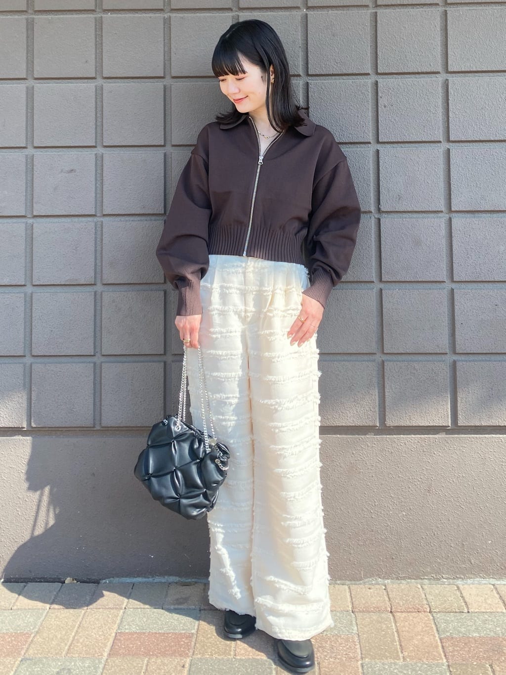 haruさんの「OPAQUE.CLIP｜襟付きZIPアップニットカーディガン【洗濯機洗い可／抗ピル】」を使ったコーディネート