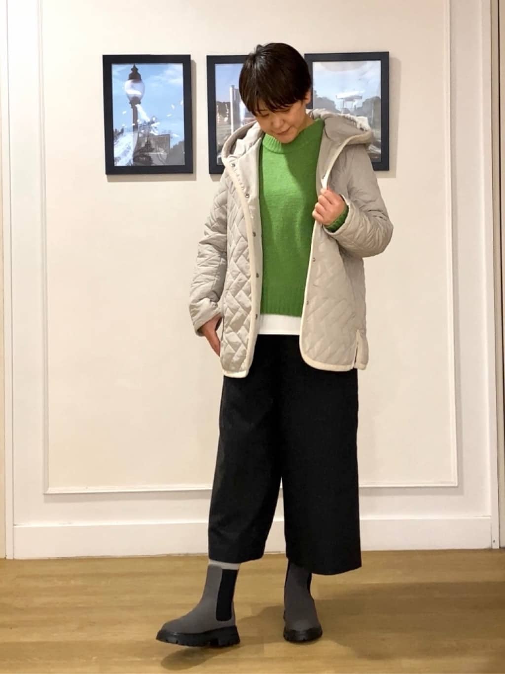 Hiroさんの「Dessin｜キルトフードジャケット」を使ったコーディネート