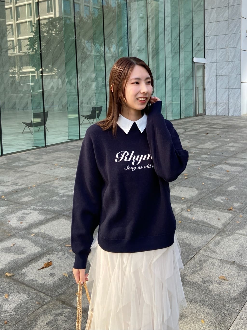 めぐさんの「OPAQUE.CLIP｜襟付きロゴジャカードニット【洗濯機OK】」を使ったコーディネート
