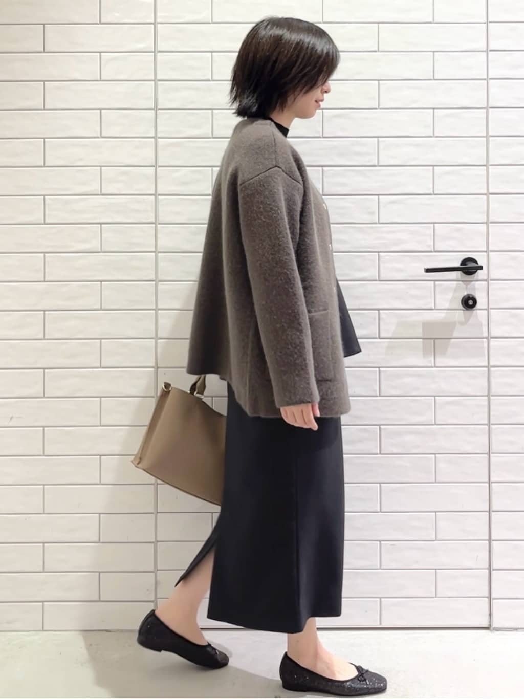 しおりさんの「OPAQUE.CLIP｜ハイネックリブニット【洗濯機OK】」を使ったコーディネート