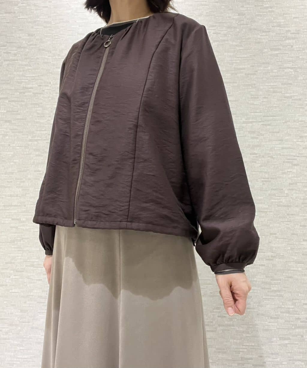 marikoさんの「Reflect｜【ライトアウター／ゆったり羽織れる／気軽な羽織りに◎】ライトブルゾン」を使ったコーディネート