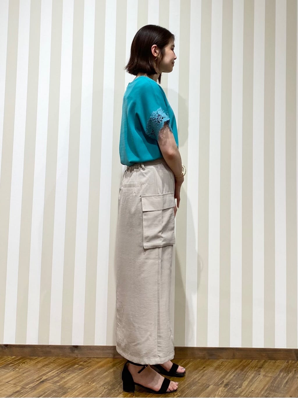SAOさんの「SHOO･LA･RUE｜【S-LL/ひんやり/UV/】大人上品な お袖レースニット」を使ったコーディネート