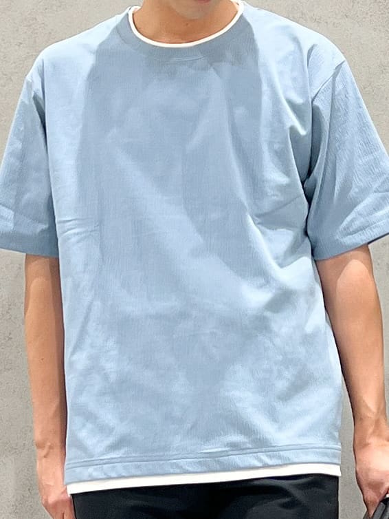 SHI-MAさんの「THE SHOP TK｜楊柳フェイクレイヤード半袖Tシャツ 【吸水速乾/毛玉になりにくい/洗濯機OK】」を使ったコーディネート