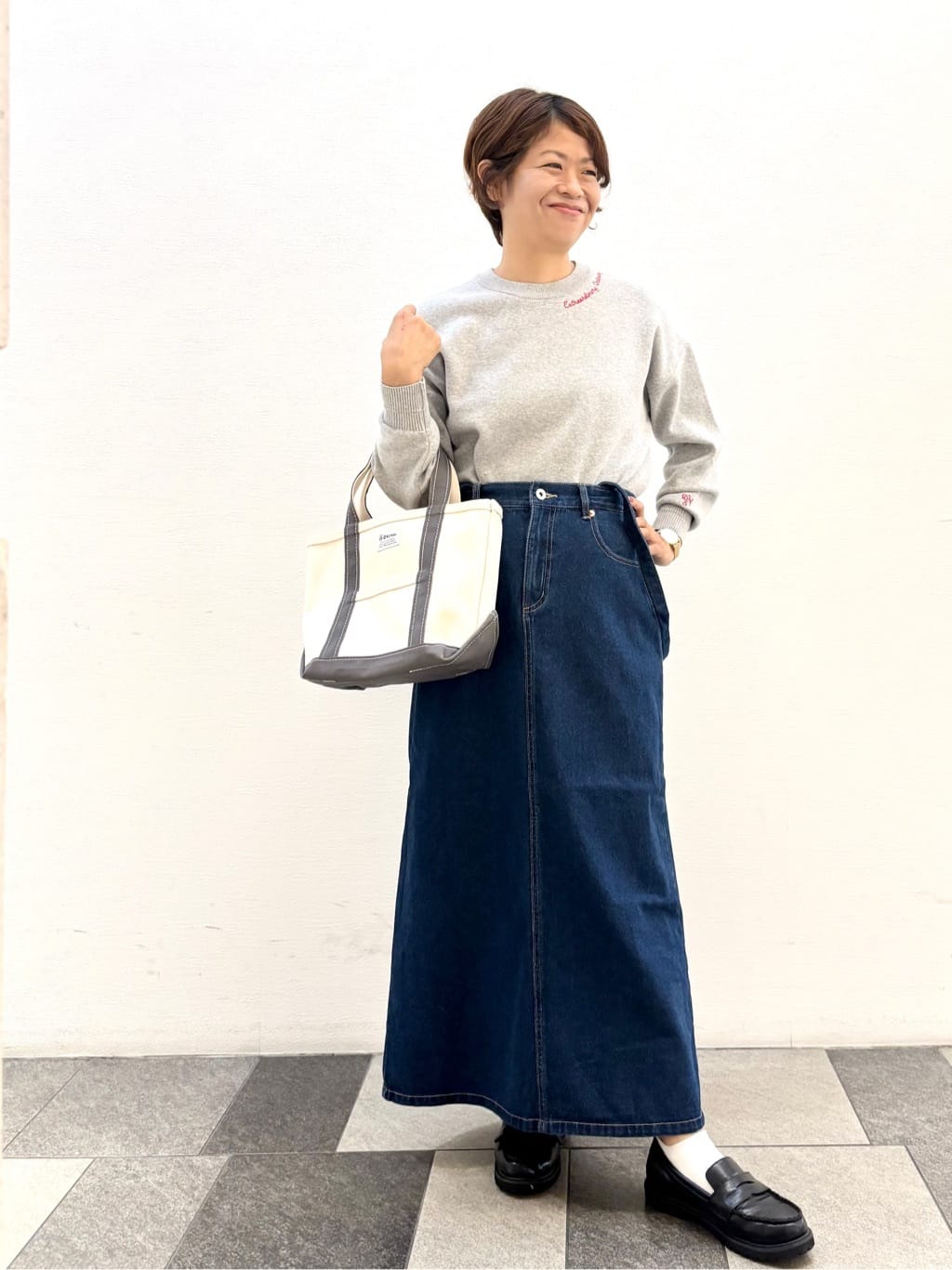 Haruさんの「Dessin｜【洗える】刺繍入りジャカードニット」を使ったコーディネート
