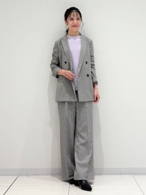 kayoさんの「INDIVI｜【洗える／セットアップ可能】凹凸ストレッチ素材ダブルジャケット」を使ったコーディネート