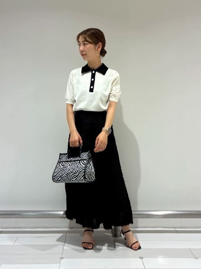Rinさんの「UNTITLED｜【トレンド/きれいめ】5分袖ポロニット」を使ったコーディネート