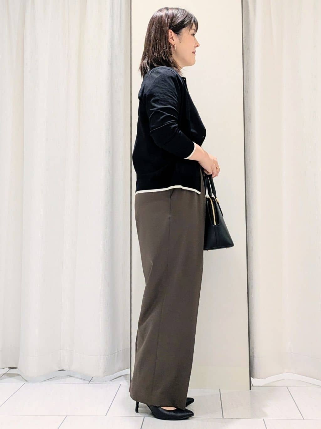 Onumaさんの「UNTITLED｜【アンサンブル可/薄手】ベーシッククルーネックカーディガン」を使ったコーディネート