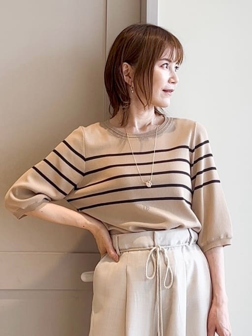 yamakoさんの「grove｜ひんやり多機能・やわらかドライタッチ五分袖プルオーバー」を使ったコーディネート