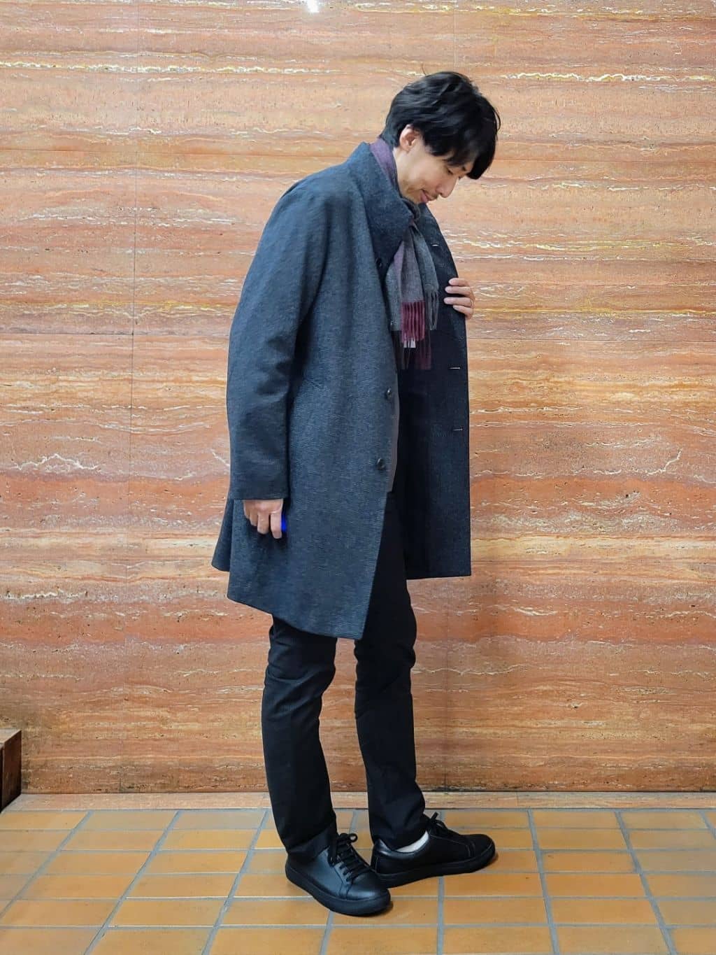 piroyaさんの「TAKEO KIKUCHI｜カシミヤブレンド ビーバー調ピンヘッドスタンドカラーコート」を使ったコーディネート