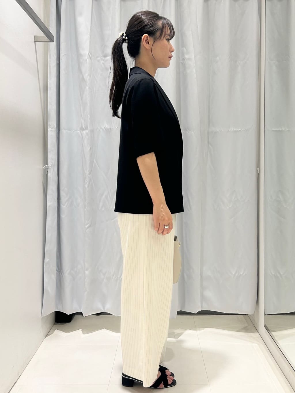 ももさんの「COUP DE CHANCE｜【手洗い可／日本製】五分袖ジャケット」を使ったコーディネート