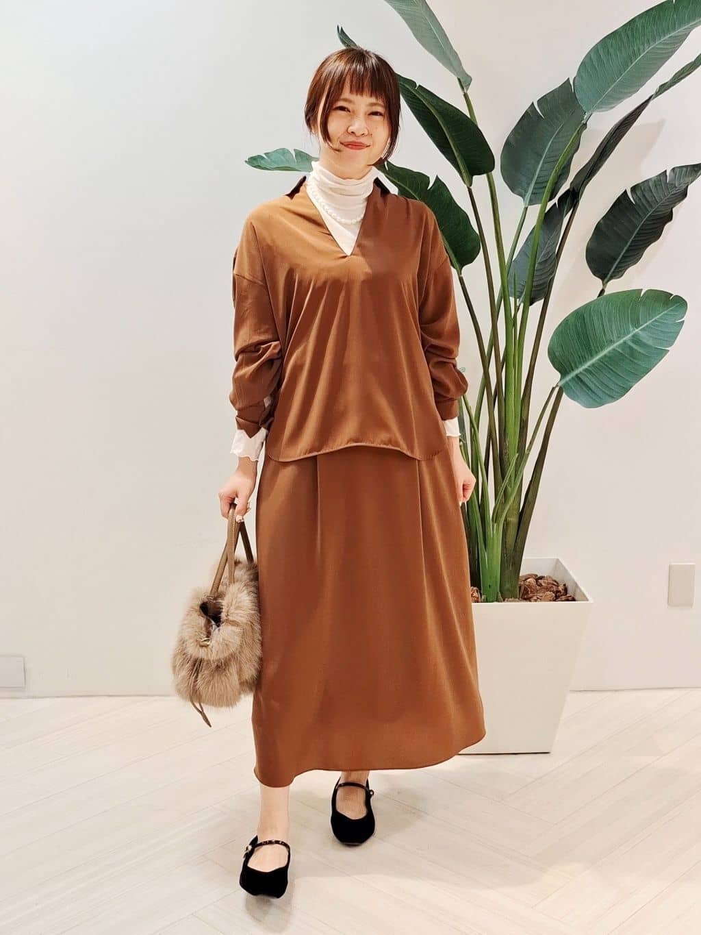 YuKaRiさんの「UNTITLED｜【セットアップ可/スキッパー/ゆったり】リラクパウダーシャツ」を使ったコーディネート