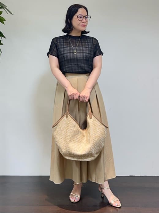 Asamiさんの「UNTITLED｜【シアー】チェックスタンドネックブラウス」を使ったコーディネート