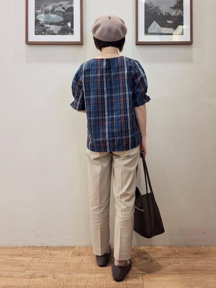 まあるさんの「SHOO･LA･RUE｜【S-LL/5分袖】お袖タックできれいに魅せる 大人のチェックブラウス」を使ったコーディネート