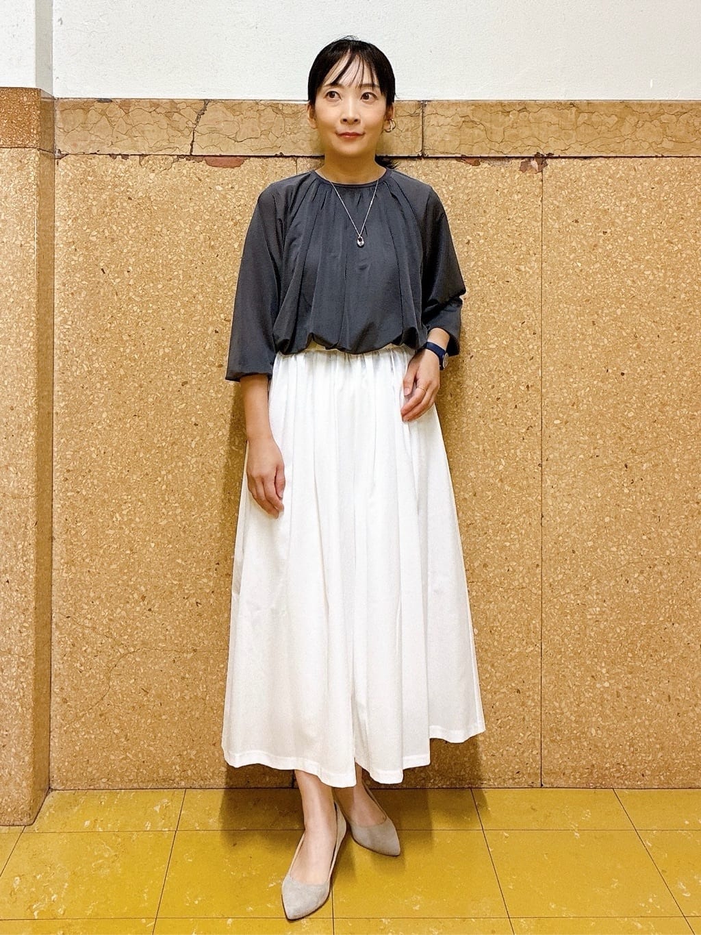 hattoriさんの「INDIVI｜【体型カバー／マシンウォッシュ対応】シアージャージトップス」を使ったコーディネート