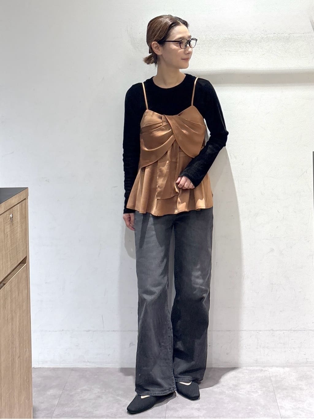 たけねぇさんの「OPAQUE.CLIP｜サテンキャミブラウス【洗濯機OK】」を使ったコーディネート
