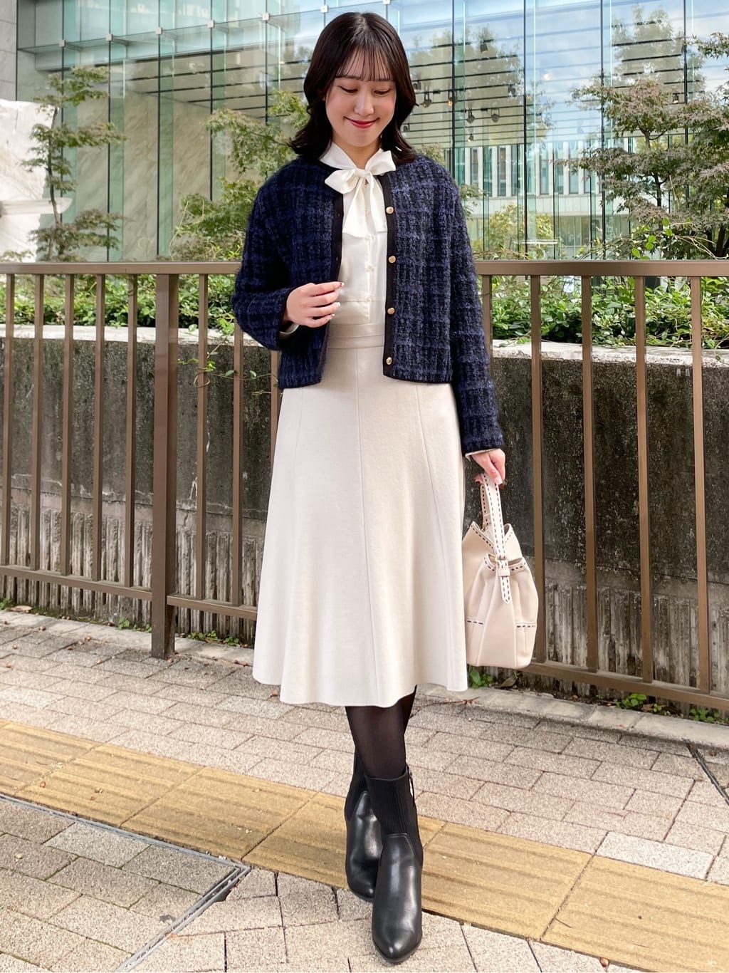 yukariさんの「Reflect｜【お食事会やお出かけに◎】ふんわりジャカード編みカーディガン」を使ったコーディネート