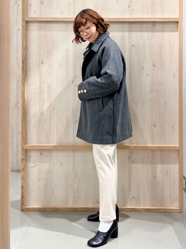 nakoさんの「THE SHOP TK｜クラシカルな装い ウールライクスタンドカラーコート」を使ったコーディネート