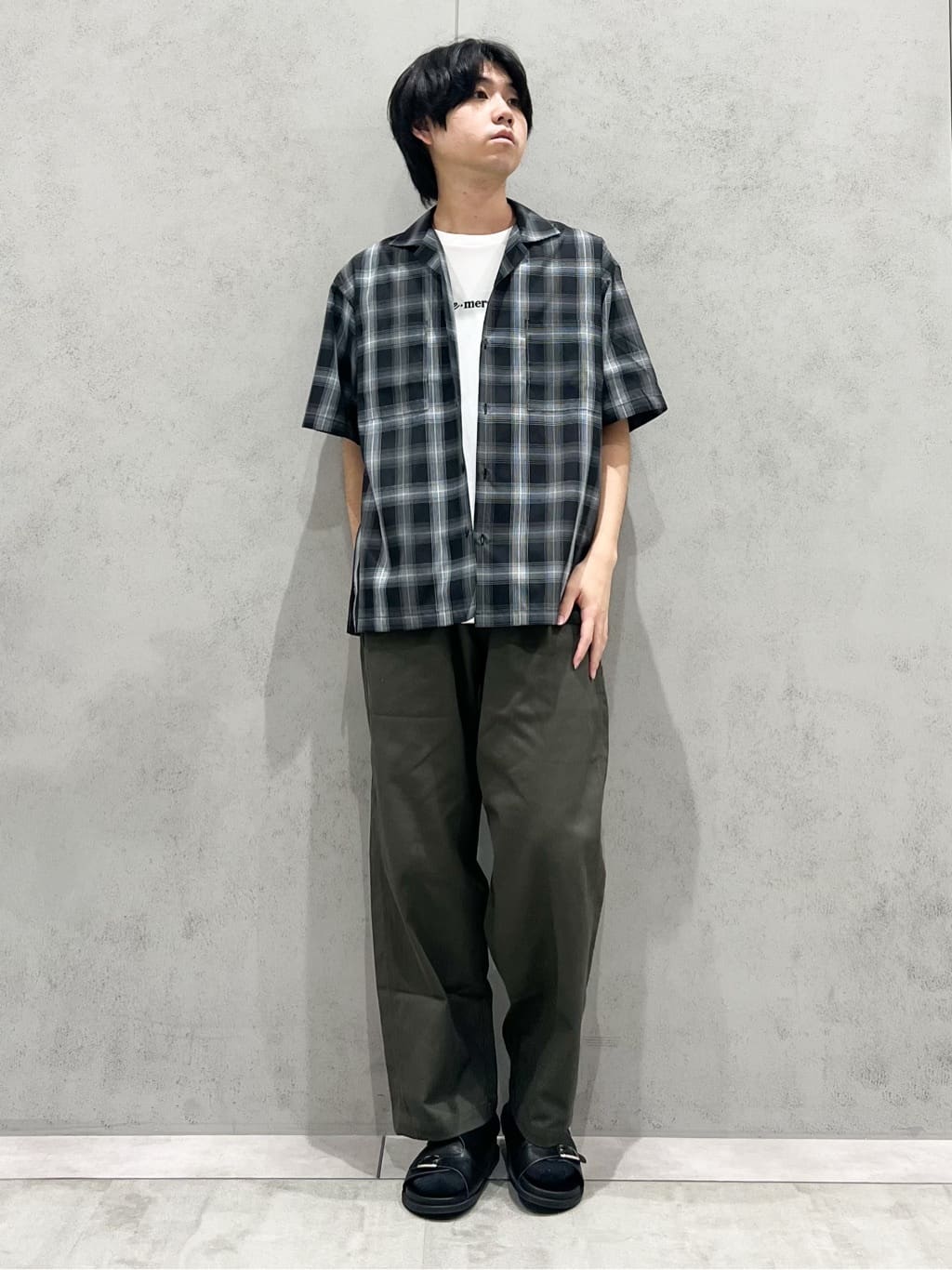 SHI-MAさんの「THE SHOP TK｜オンブレチェック半袖シャツ 洗濯機OK」を使ったコーディネート