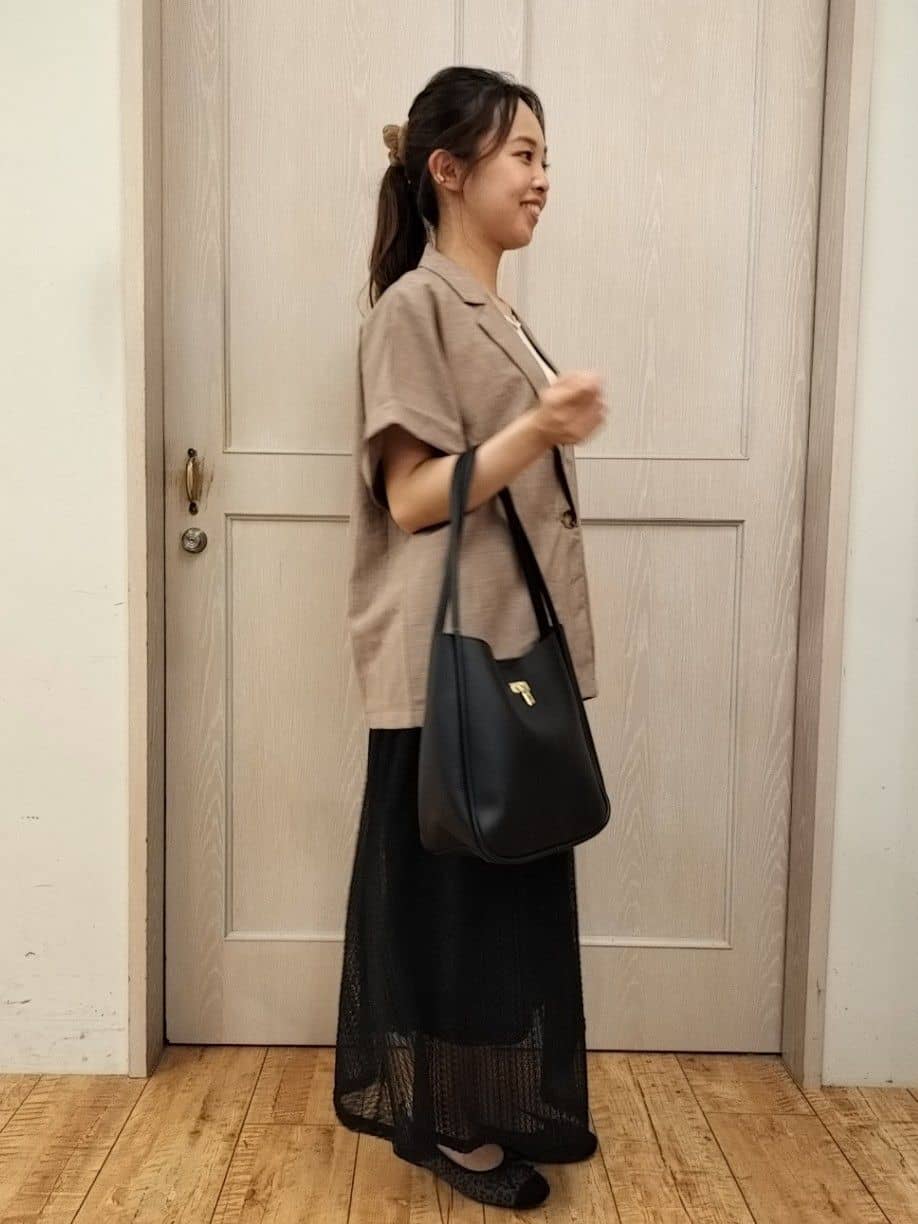masamiさんの「SHOO･LA･RUE｜【S-LL】さらりと着たい大人のための 麻調半袖ジャケット」を使ったコーディネート