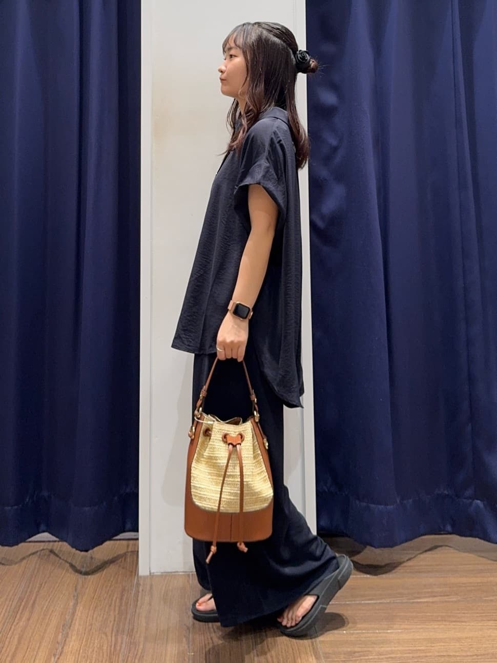 cherryさんの「THE SHOP TK｜コットンライクブラウス【接触冷感/洗濯機OK/UV/セットアップ可】」を使ったコーディネート
