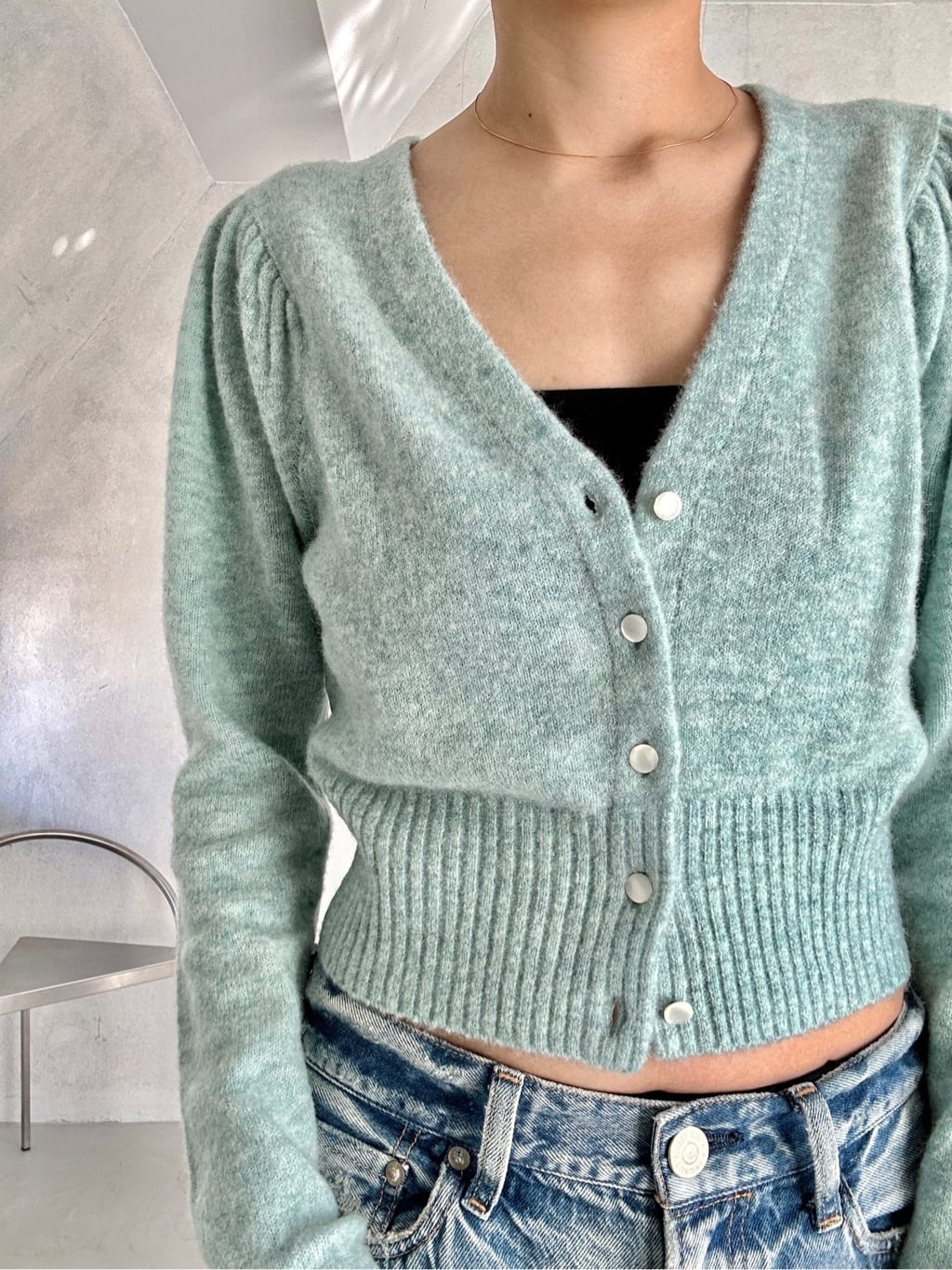 harunaさんの「CODE A｜M cloudy puff cardigan」を使ったコーディネート