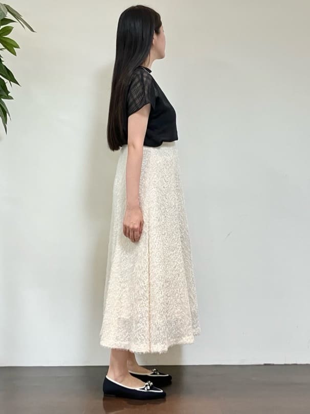 カレンさんの「UNTITLED｜【シアー】チェックスタンドネックブラウス」を使ったコーディネート