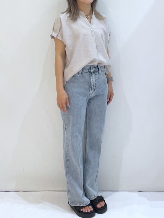 manaさんの「OPAQUE.CLIP｜《7色展開／XS-LLサイズ》タックスリーブスキッパーブラウス【洗濯機洗い可／吸水速乾／抗ピル／防シ」を使ったコーディネート