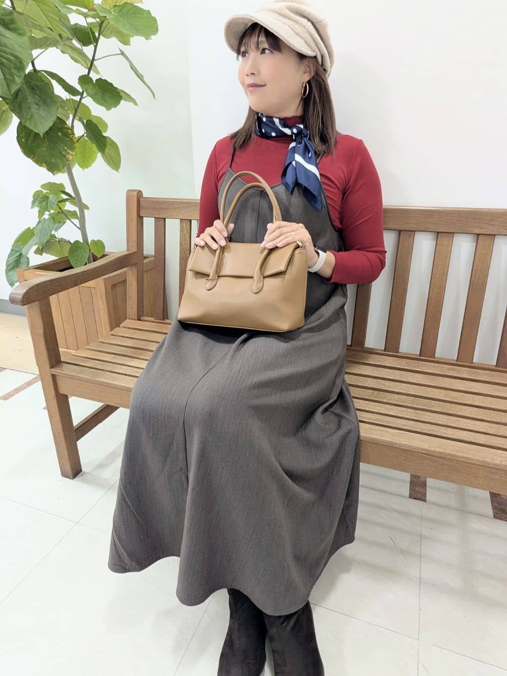 じゃんみなさんの「grove｜【体型カバー/レイヤード】へリンボンキャミワンピース」を使ったコーディネート