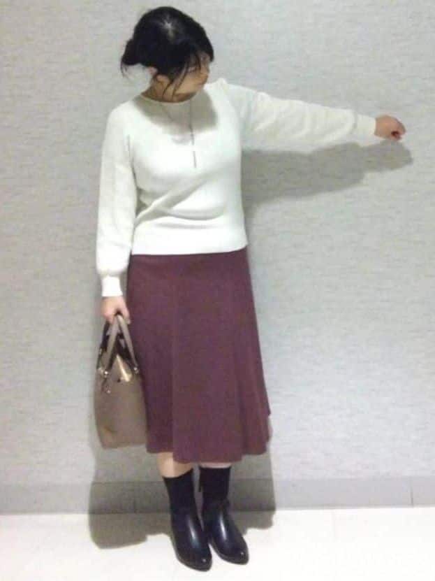 sakoさんの「Reflect｜【選べる8色／スカートにもパンツにも◎】ウール混ボートネックニット」を使ったコーディネート