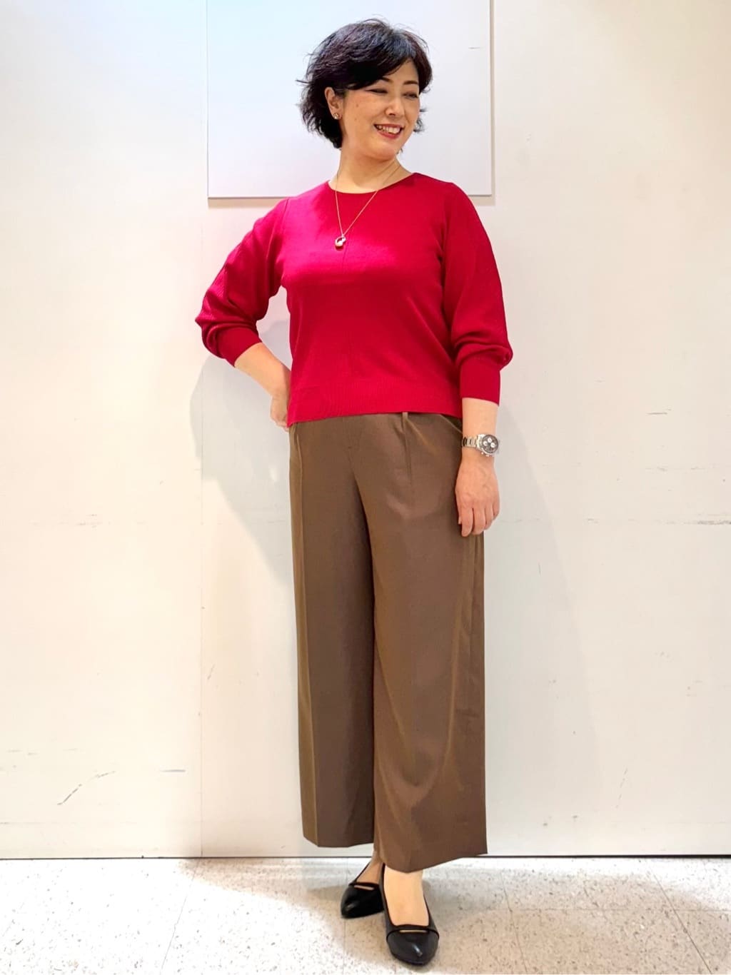 ヤスコさんの「Reflect｜【選べる6色／長く着られる◎】ボートネックニット」を使ったコーディネート