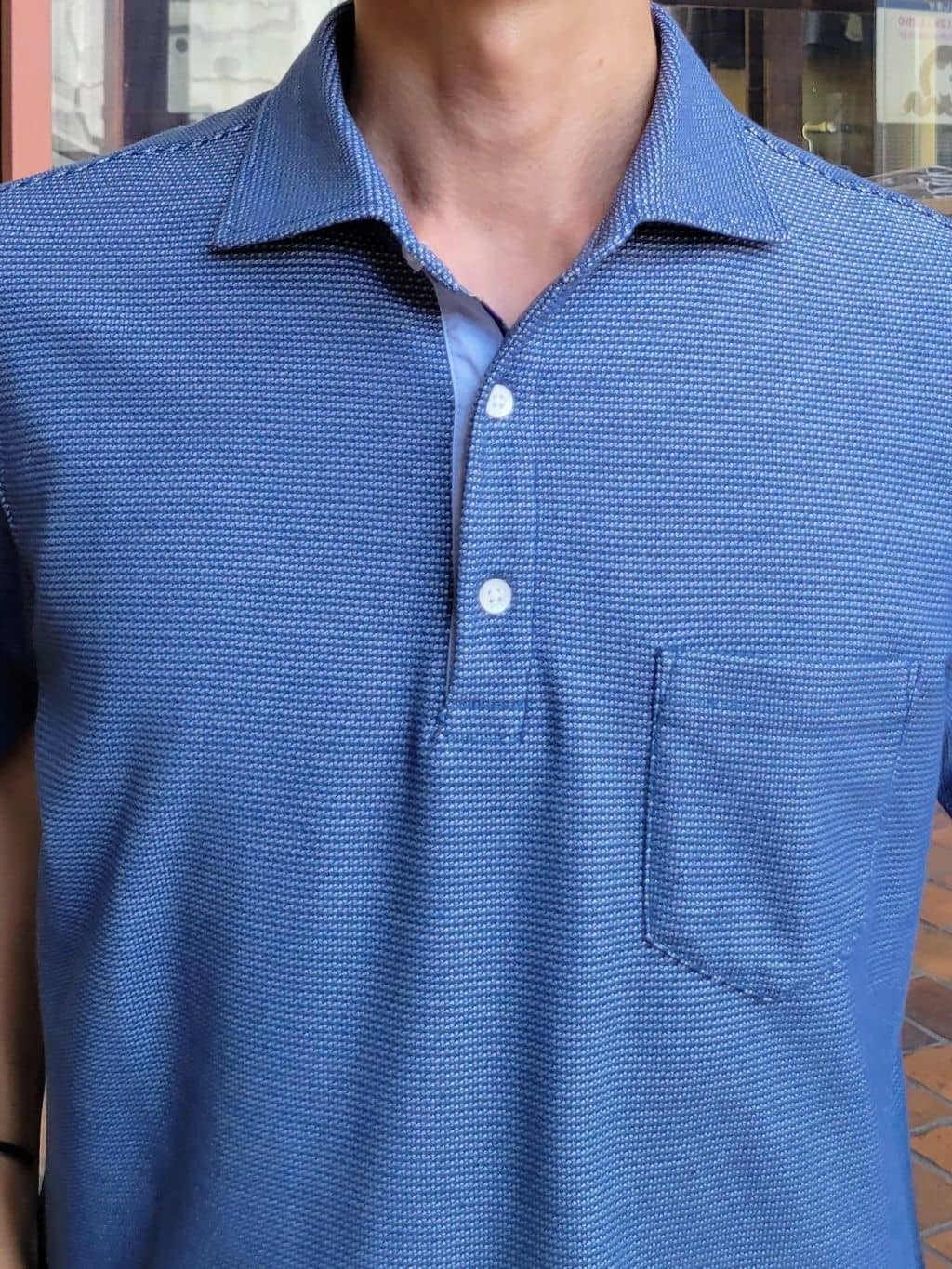 piroyaさんの「TAKEO KIKUCHI｜【抗菌防臭／9色5サイズ展開】ハニカムメランジ ポロシャツ」を使ったコーディネート