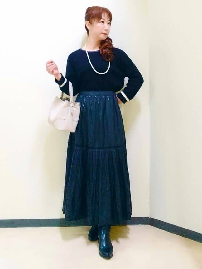 花さんの「Reflect｜【腰周りすっきり◎】プリーツギャザースカート」を使ったコーディネート