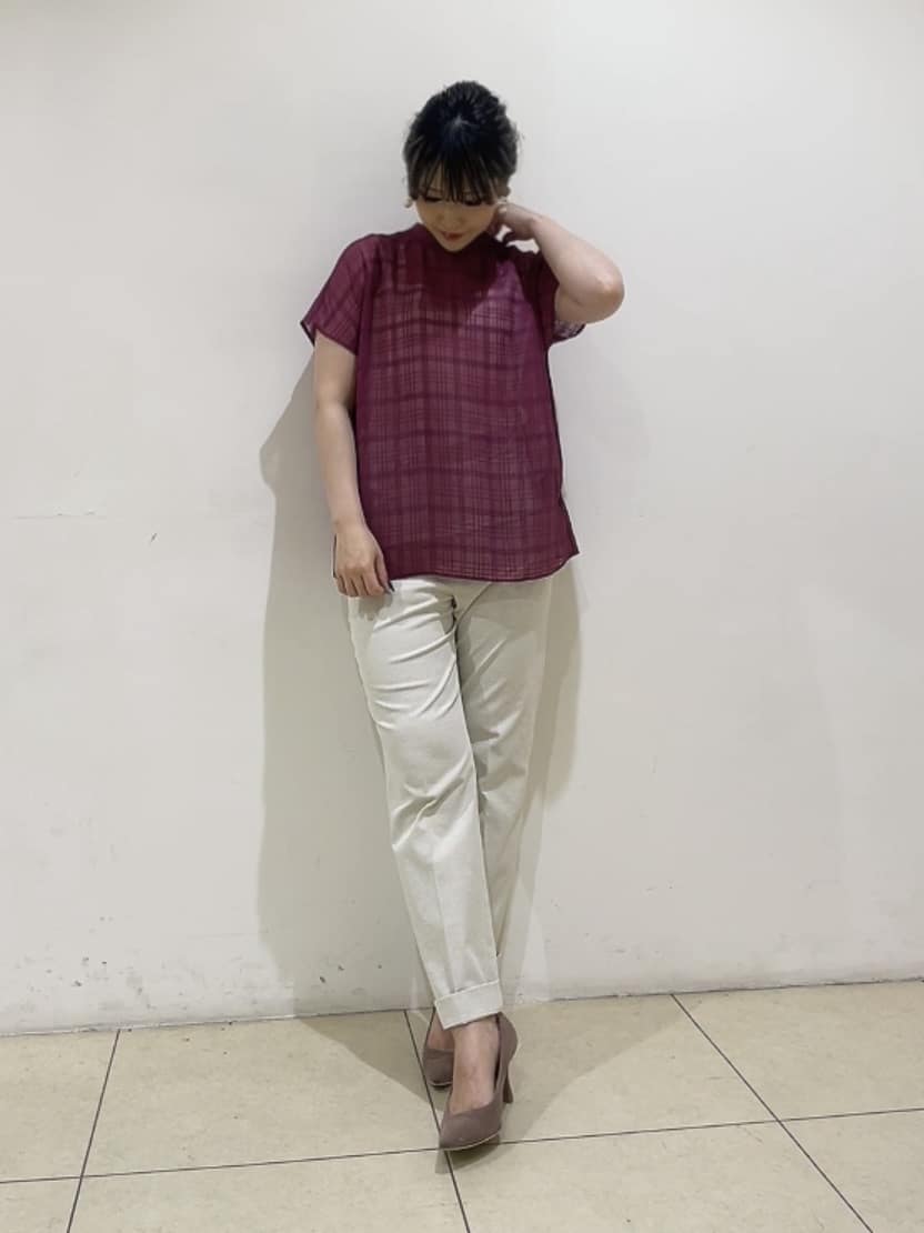 watanabeさんの「UNTITLED｜【シアー】チェックスタンドネックブラウス」を使ったコーディネート